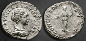 Plautilla. Augusta AD 202-205. Struck AD 202. Rome. Denarius AR