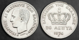 Greece. Paris mint. Georgios I AD 1863-1913. 20 Lepta 1874