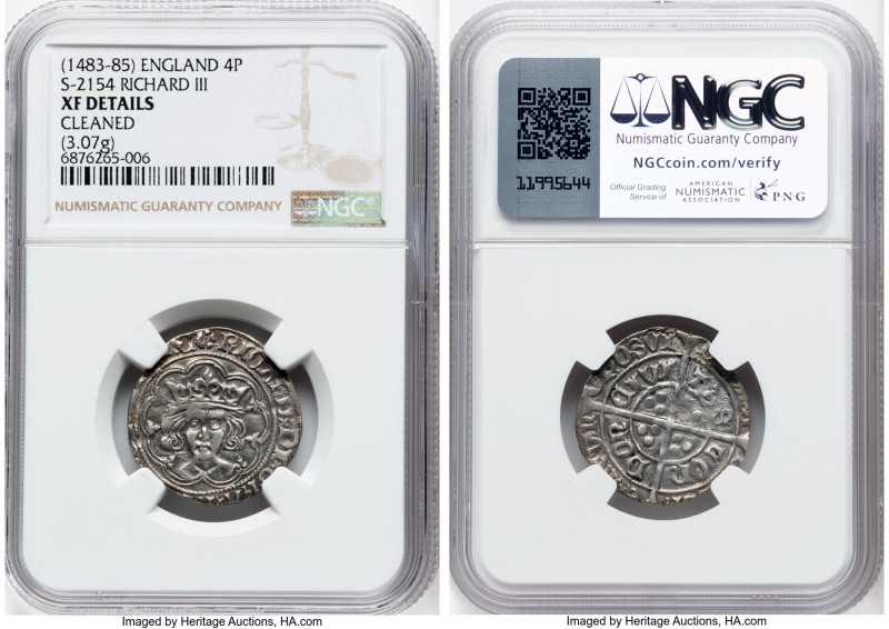 Richard III (1483-1485) Groat ND (1483-1485) XF Details (Cleaned) NGC, London mi...