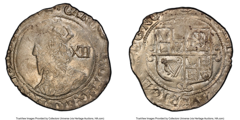 Charles I (1625-1649) Shilling ND AU Details (Excessive Clipping) PCGS, Tower mi...