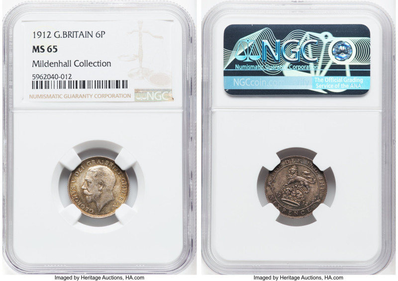 George V 6 Pence 1912 MS65 NGC, KM815. Ex. Mildenhall Collection HID09801242017 ...