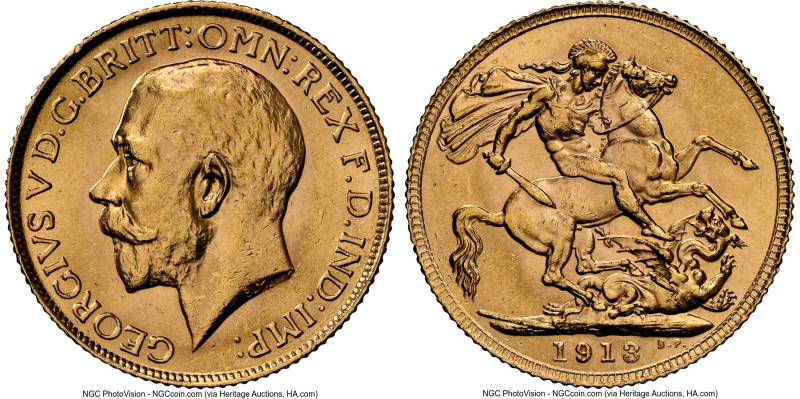 George V gold Sovereign 1913 MS63 NGC, KM820, S-3996. HID09801242017 © 2024 Heri...