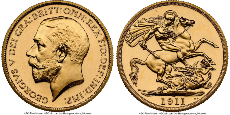 George V gold Proof 2 Pounds 1911 PR66 NGC, KM821, S-3995. From George V's Coron...