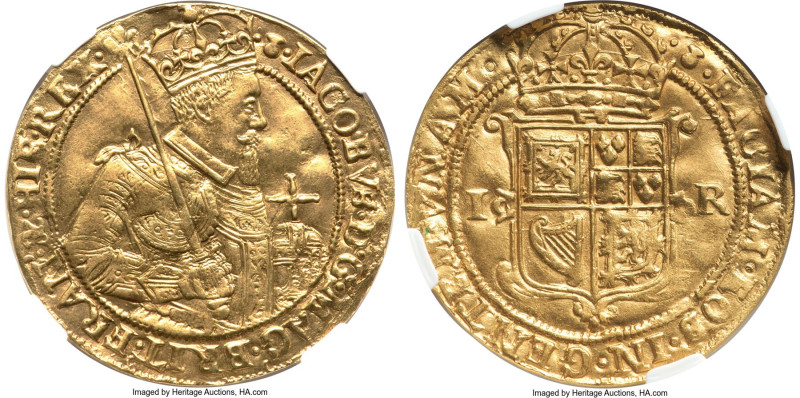 James VI (I) gold Unite (Scepter) ND (1604-25) AU Details (Removed From Jewelry)...