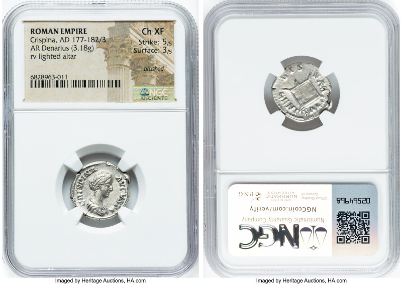 Crispina (AD 177-182/3). AR denarius (18mm, 3.18 gm, 5h). NGC Choice XF 5/5 - 3/...