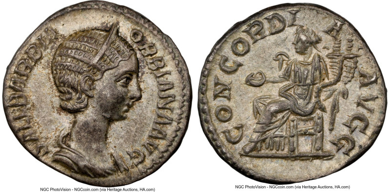 Orbiana (AD 225-227). AR denarius (18mm, 3.24 gm, 1h). NGC AU 5/5 - 4/5. Rome, A...