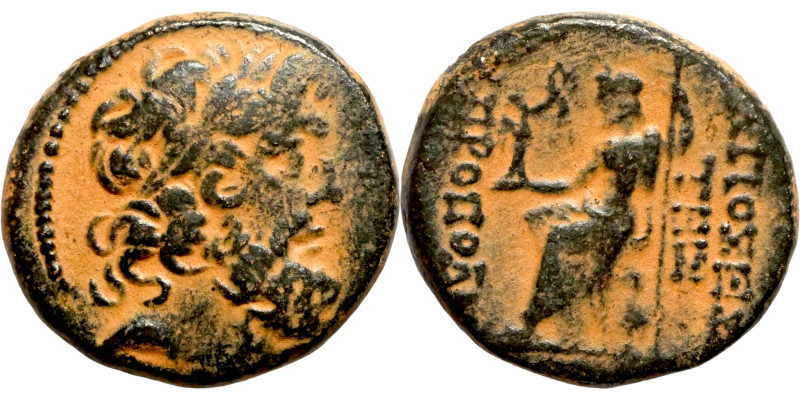 Seleucis and Pieria,c. 1st century BC. Æ Laureate head of Zeus r. R/ Zeus Nikeph...