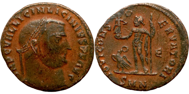 Licinius I. (321-323 AD). Follis. Obv: IMP C VAL LICIN LICINIVS P F AVG. laureat...