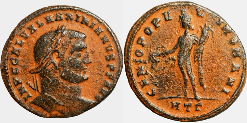 Galerius Maximianus, 305-311. Nummus/Follis, Bust L. n. r. IMP C GAL VAL MAXIMIA...