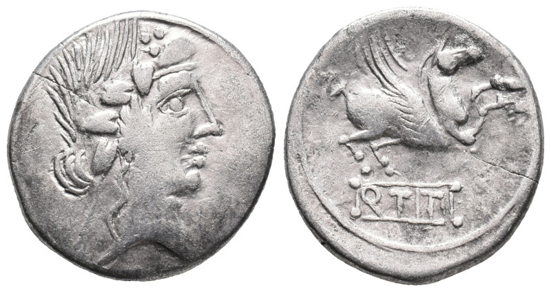 Eastern Europe, Geto-Dacians, after 90 BC. AR Denarius (18mm, 3.53g). Imitating ...