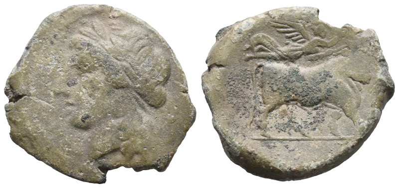 Southern Campania, Neapolis, c. 270-250 BC. Æ (20mm, 5.13g). Laureate head of Ap...