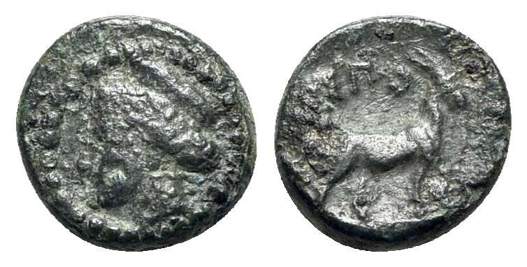 Thrace, Aigospotamoi, c. 300 BC. Æ (11mm, 1.21g, 6h). Wreathed head of Demeter l...