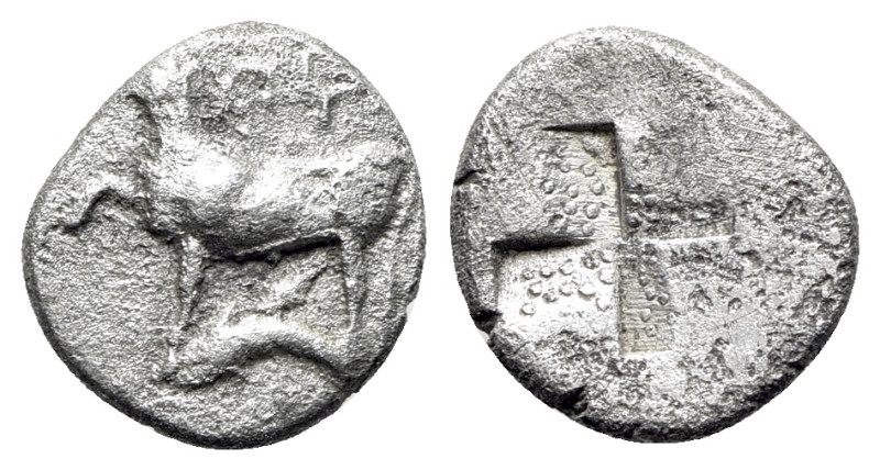 Thrace, Byzantion, c. 387/6-340 BC. AR Half Siglos (14mm, 2.28g). Bull standing ...