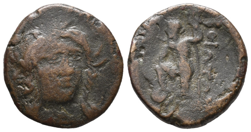 Boeotia, Federal Coinage, c. 220 BC. Æ (18mm, 3.58g). Wreathed head of Demeter o...