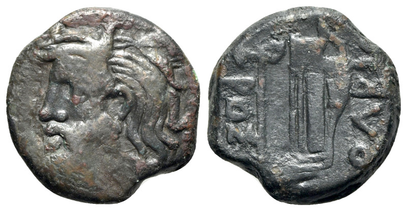 Skythia, Olbia, c. 275-260 BC. Æ (22mm, 8.59g, 12h). Horned and bearded head of ...