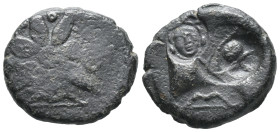 Pontos, Uncertain, c. 130-100 BC. Æ (19mm, 5.22g). Bashlyk r.; c/m: bow, helmet and gorgoneion. R/ Eight-pointed star; bow to r. HGC 7, 312. Good Fine...