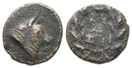 Mysia, Kyzikos, c. 2nd-1st centuries BC. Æ (11.5mm, 1.52g). Head of bull r. R/ Monogram between KY / ZI; all within wreath. Cf. von Fritze 27. Good Fi...