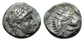 Troas, Antandros, c. 350-340 BC. Æ (11mm, 1.41g, 12h). Laureate head of Apollo r. R/ Head of lion three-quarters r. Cf. SNG Arikantürk 263-5. VF - Goo...