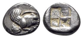 Ionia, Klazomenai, c. 480-400 BC. AR Diobol (9.5mm, 1.13g). Forepart of winged boar r. R/ Quadripartite incuse square. SNG München 451; SNG Kayhan 334...