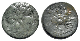 Ionia, Kolophon, c. 330-285 BC. Æ (16.5mm, 5.21g, 12h). Hegesianax, magistrate. Laureate head of Apollo r. R/ Horseman, holding spear pointed forwards...
