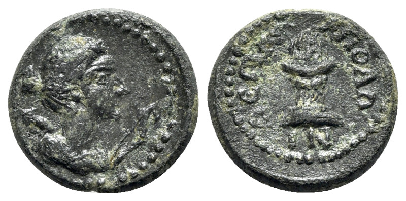 Lydia, Apollonis, c. 1st century BC. Æ (15mm, 2.50g, 6h). Draped bust of Artemis...