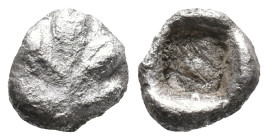 Islands of Caria, Rhodos. Kamiros, c. 500-480 BC. AR Obol (7mm, 0.36g). Fig leaf. R/ Incuse square. Cf. HGC 6, 1392. Good Fine