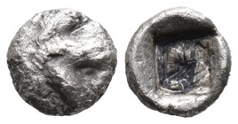 Islands of Caria, Rhodos. Kamiros, c. 500-480 BC. AR Obol (8mm, 0.49g). Fig leaf. R/ Incuse square. Cf. HGC 6, 1392. Good Fine