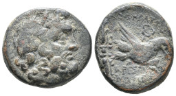 Phrygia, Amorion, 2nd-1st centuries BC. Æ (21mm, 8.00g). Sokrates and Aristodes, magistrates. Laureate head of Zeus r. R/ Eagle standing r. on thunder...