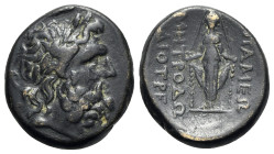 Phrygia, Apameia, c. 100-50 BC. Æ (23mm, 7.98g, 12h). Metrodo- and Diotre-, magistrates. Laureate head of Zeus r. R/ Cult statue of Artemis Anaïtis fa...