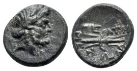 Phrygia, Peltai, c. 2nd century BC. Æ (14.5mm, 3.42g, 9h). Laureate head of Zeus r. R/ Thunderbolt. Cf. BMC 5-6. Good VF