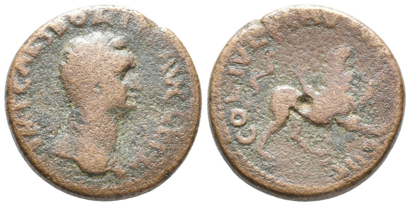 Domitian (81-96). Corinth. Æ (21mm, 6.89g). Radiate head r. R/ Chimaera standing...