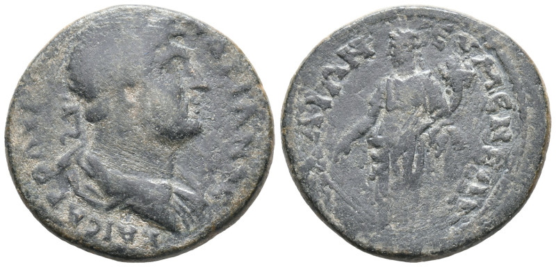 Hadrian (117-138). Phrygia, Eumeneia. Æ (27mm, 8.85g). Laureate, draped and cuir...