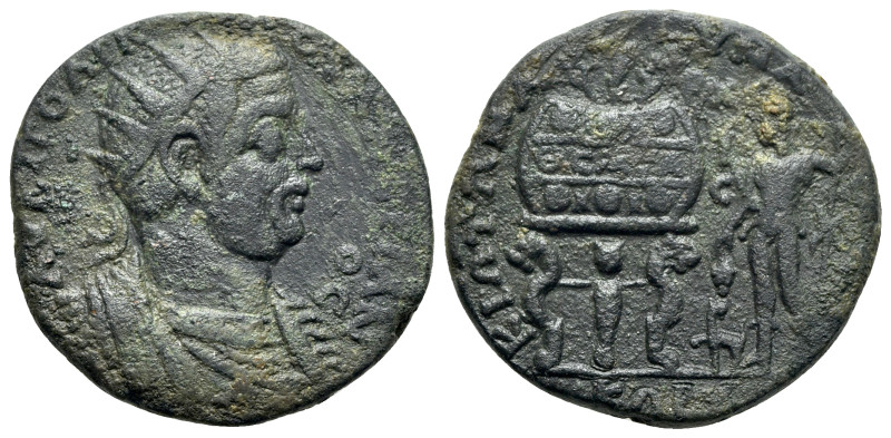 Valerian I (253-260). Cilicia, Corycus. Æ (32mm, 20.31g, 6h). Radiate, draped an...