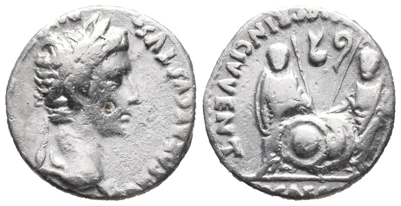 Augustus (27 BC-AD 14). AR Denarius (17mm, 3.62g). Lugdunum, 2 BC-AD 4. Laureate...