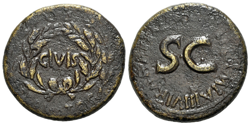 Augustus (27 BC-AD 14). Æ Sestertius (35mm, 23.13g, 3h). Rome, 15 BC. L. Naevius...