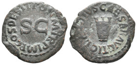 Claudius (41-54). Æ Quadrans (20mm, 3.03g). Rome, AD 41. Modius. R/ SC; around legend. RIC I 84. Near VF