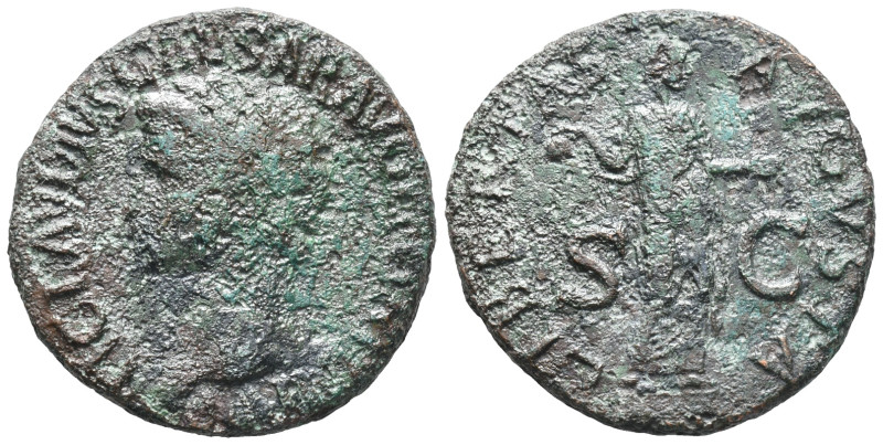 Claudius (41-54). Æ As (28mm, 10.72g). Rome, 41-2. Bare head l. R/ Libertas stan...