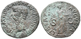 Claudius (41-54). Æ As (28mm, 8.76g). Rome, 41-2. Bare head l. R/ Libertas standing r., holding pileus and extending hand. Cf. RIC I 97. Fine