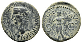 Claudius (41-54). Æ As (28mm, 10.91g, 6h). Rome, 42-3. Bare head l. R/ Constantia standing l., raising hand and holding spear. RIC I 111. VF - Good VF...