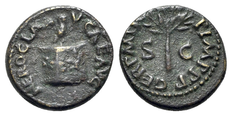 Nero (54-68). Æ Quadrans (14mm, 2.07g, 6h). Rome, c. AD 64. Owl, with wings spre...