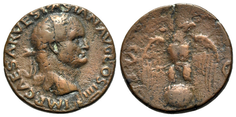 Vespasian (69-79). Æ As (26mm, 11.17g, 7h). Lugdunum, AD 72. Laureate head r., g...