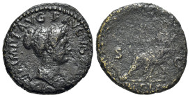 Julia Titi (Augusta, 79-90/1). Æ Dupondius (27mm, 10.14g, 6h). Rome, 80-1. Draped bust r. R/ Vesta seated l., holding palladium and sceptre. RIC II 39...