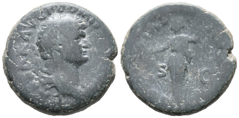 Domitian (Caesar, 69-81). Æ As (26mm, 10.79g). Rome, 76-7. Laureate and draped b...