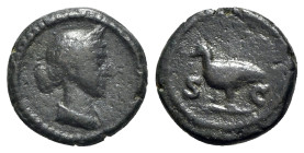 Anonymous issues, temp. Domitian to Antoninus Pius, 81-161. Æ Quadrans (14mm, 2.57g, 7h). Rome. Diademed and draped bust of Venus r. R/ Dove standing ...