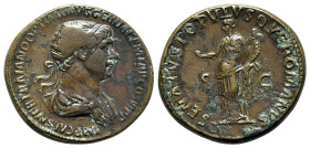 Trajan (98-117). Æ Dupondius (28mm, 12.99g, 6h). Rome, 114-6. Radiate and draped bust r. R/ Felicitas standing l., holding caduceus and cornucopia. RI...