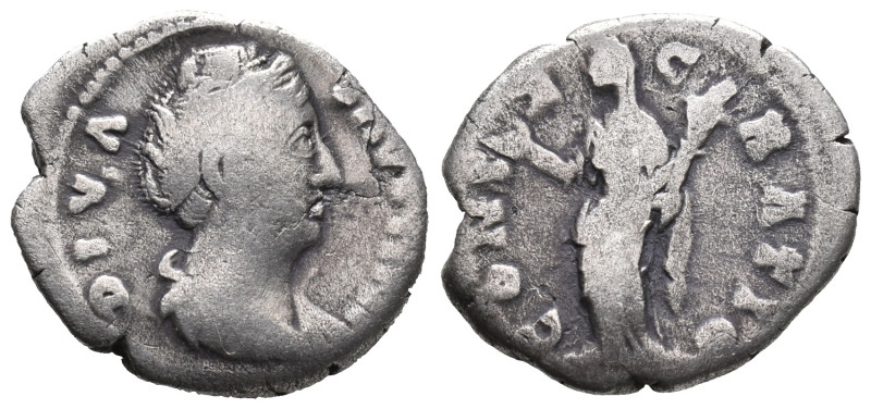 Diva Faustina Senior (died 140/1). AR Denarius (18mm, 2.92g). Rome, 141-6. Drape...