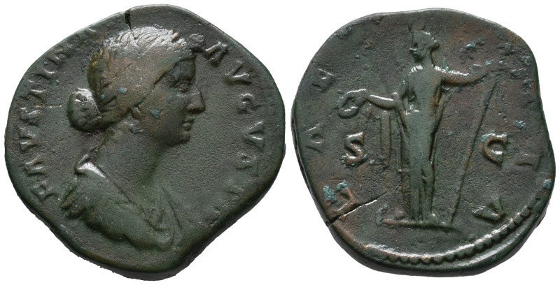 Faustina Junior (Augusta, 147-175). Æ Sestertius (31mm, 20.67g). Rome, 161-4. Dr...