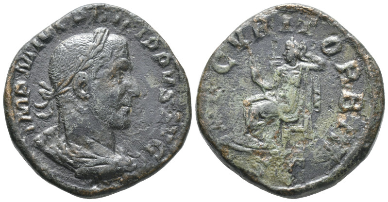 Philip I (244-249). Æ Sestertius (29mm, 19.56g). Rome, AD 245. Laureate, draped ...