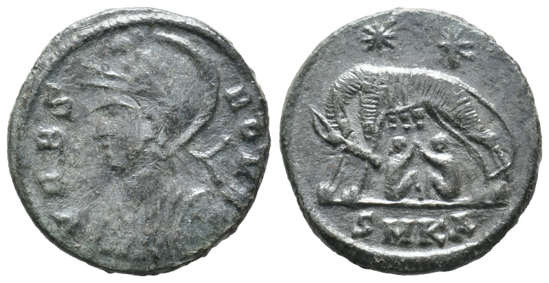 Commemorative series, c. 330-354. Æ (18mm, 2.47g). Cyzicus, 333-4. Helmeted and ...