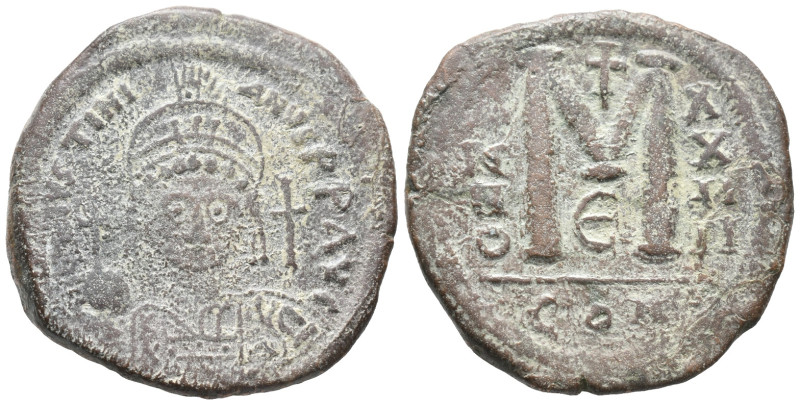 Justinian I (527-565). Æ 40 Nummi (32mm, 15.64g). Constantinople, year 24. Helme...